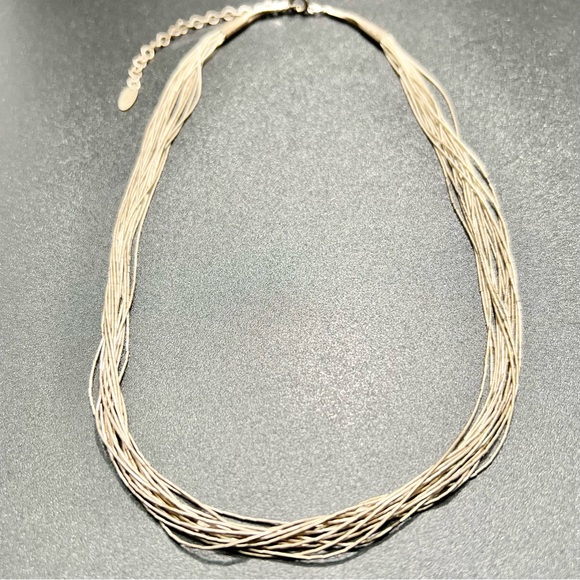 running bear Jewelry Vintage 5 Strand Liquid Silver Necklace Native